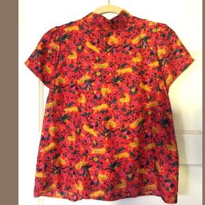 J. Crew Silk Cap-Sleeve Leopard Blouse Size 8